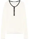 Dunst Knitted Buttoned Top In White