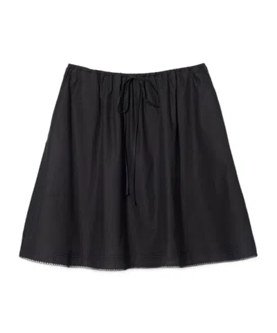 Dunst Lace-trimmed Drawstring Midi Skirt In Black