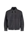 Dunst Black Jacket With Classic Collar In Leather Man In Black