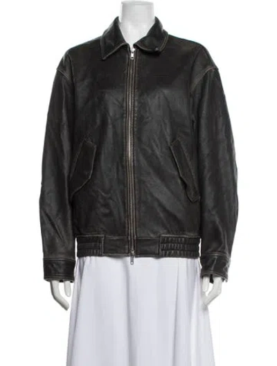 Pre-owned Dunst Lambskin Biker Jacket In Brown