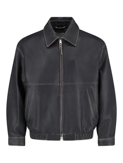 Dunst Lambskin Bomber Jacket In Black