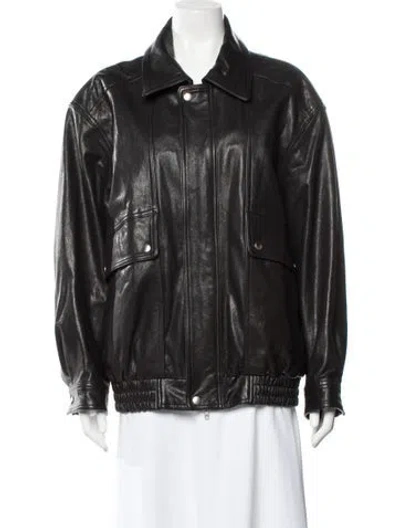 Pre-owned Dunst Lambskin Bomber Jacket In Black