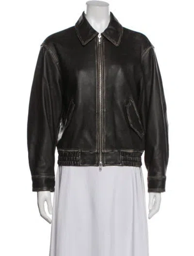 Pre-owned Dunst Lambskin Bomber Jacket In Green