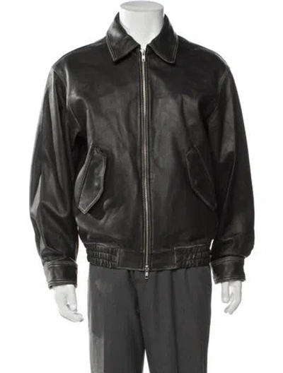 Pre-owned Dunst Lambskin Bomber Jacket In Grey
