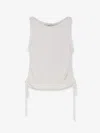 Dunst Side-drawstring Ribbed-trim Top In White