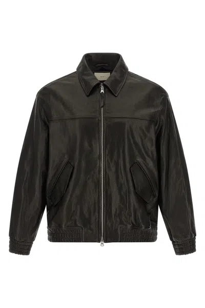Dunst Leather Blouson In Nero