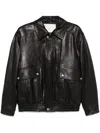 Dunst Leather Bomber Jacket In Black