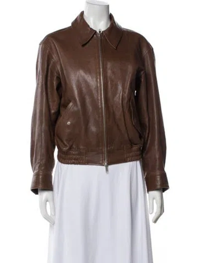 Pre-owned Dunst Leather Bomber Jacket In Brown