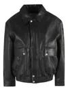 Dunst Black Jacket With Two Front Pockets And Distressed Effect In Leather Woman In Black