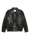 Dunst Black Jacket With Two Front Pockets And Distressed Effect In Leather Woman In Black