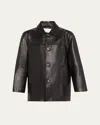 Dunst Unisex Buttoned Leather Jacket In Black