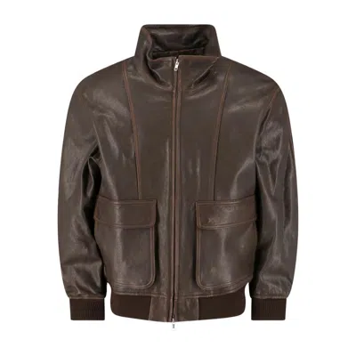 Dunst Leather Outerwears In Brown