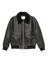 Dunst Shearling Collared Leather Jacket Brushed Brown In Black