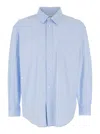 Dunst Light Blue Shirt With Patch Pocket On The Front And Embroidered Logo In Cotton Poplin Man In Blue