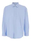 Dunst Light Blue Shirt With Patch Pocket On The Front And Embroidered Logo In Cotton Poplin Man In Light Blue