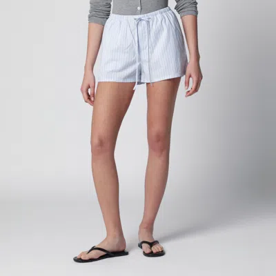 Dunst Light Blue Striped Pajama Mini Shorts