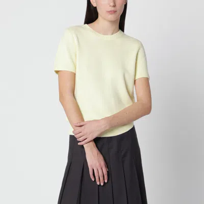 Dunst Light Yellow Short-sleeved Top In Wool Blend
