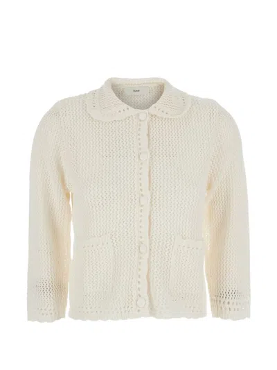Dunst Linen And Cotton Blend Cardigan In Avorio