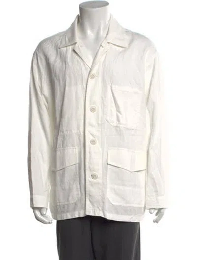 Pre-owned Dunst Linen Long Sleeve Shirt In White