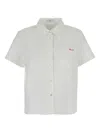 Dunst White T-shirt With Classic Collar And Logo Lettering Embroidery On The Front In White