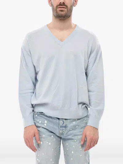 Dunst Logo-embroidered V-neck Sweater In Blue