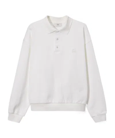 Dunst Logo-patch Long-sleeved Polo Shirt In White