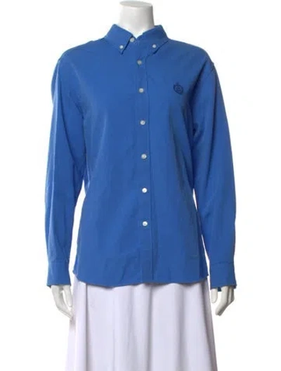 Pre-owned Dunst Long Sleeve Button-up Top In Blue