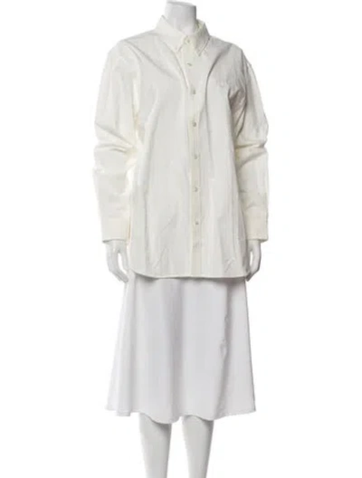 Pre-owned Dunst Long Sleeve Button-up Top W/ Tags In White