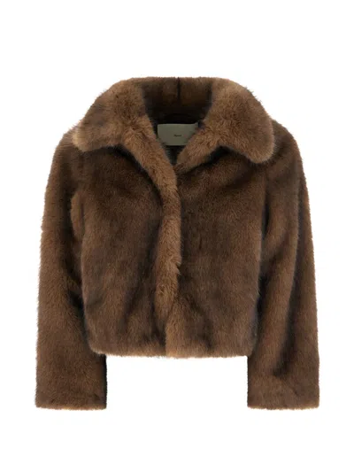 Dunst Long-sleeve Faux-fur Jacket In Brown