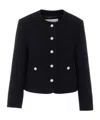Dunst Button-up Collarless Jacket In Black