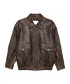 Dunst Brown Oversized Vintage Leather Jacket In Brown