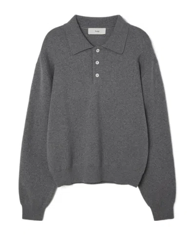 Dunst Long-sleeved Polo Shirt In Gray