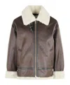 Dunst Loose Fit Line Shearling Jacket In Brown