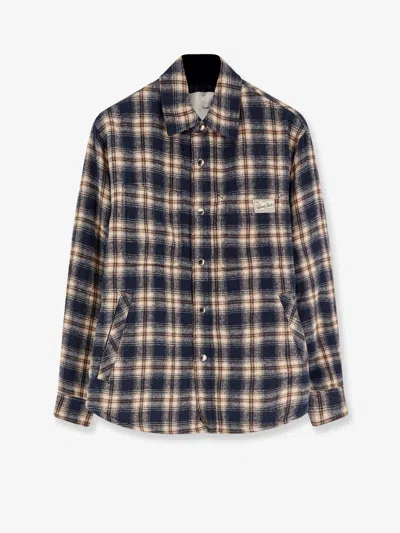 Dunst Madras Pattern Flannel Jacket In Blue