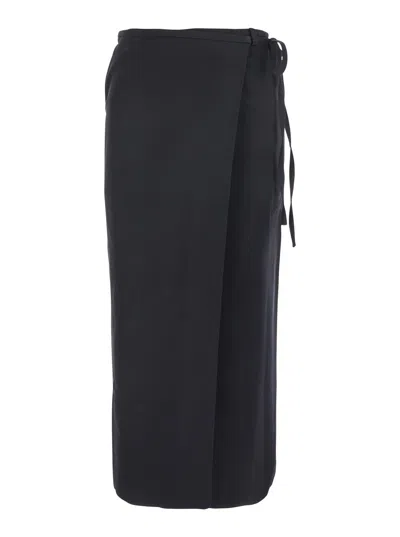 DUNST BLACK SKIRT WITH SIDE CLOSURE WITH LACES IN FABRIC WOMAN