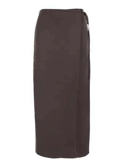 DUNST BROWN SKIRT WITH SIDE CLOSURE WITH LACES IN FABRIC WOMAN