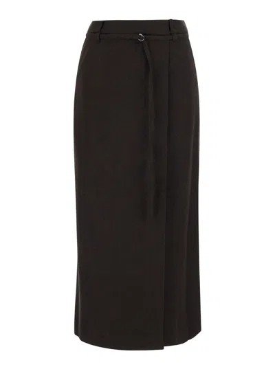 Dunst Maxi Wrap Skirt With Fabric Belt In Brown