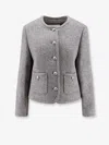 Dunst Grey Crewneck Jacket With Buttons On The Front In Gray