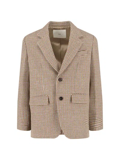 Dunst Men's Natural Wool & Nylon Check Jacket In Beige