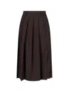 Dunst Brown Pleats Midi Skirt In Black