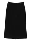 Dunst Black Long Skirt With Belt Loops And Rear Single Slit In Wool Blend Woman In Black