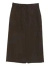 Dunst Knitted Midi Skirt In Brown