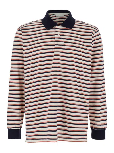 DUNST MULTICOLOR POLO SHIRT WITH ALL-OVER STRIPED MOTIF AND LOGO EMBROIDERED ON THE FRONT