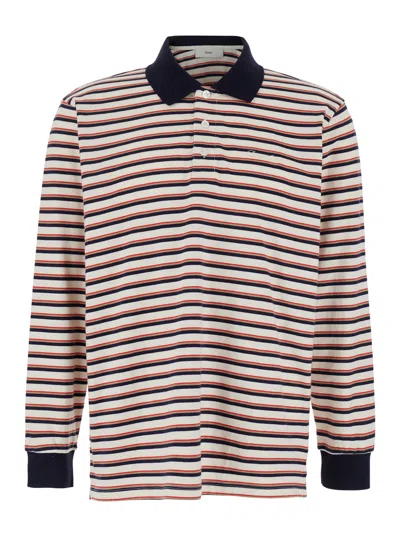 Dunst Multicolor Polo Shirt With All-over Striped Motif And Logo Embroidered On The Front In Cotton Man