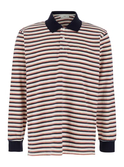 DUNST MULTICOLOR POLO SHIRT WITH ALL-OVER STRIPED MOTIF AND LOGO EMBROIDERED ON THE FRONT IN COTTON MAN