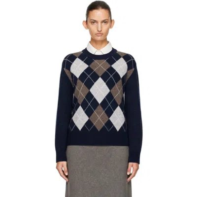 Dunst Navy Argyle Crewneck Sweater
