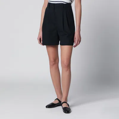 Dunst Navy Blue Cotton-blend Bermuda Shorts In Animal Print