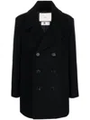 Dunst Notched-collar Double-breasted Coat In Navy Blue