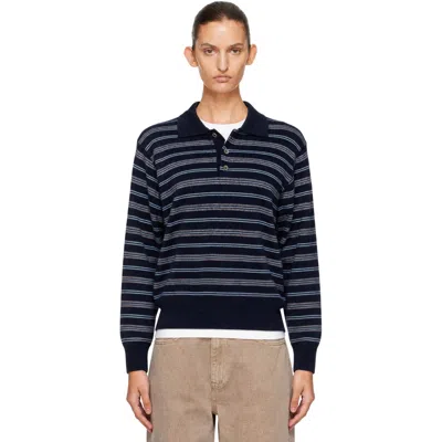 Dunst Navy Collared Striped Sweater