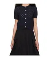 Dunst Navy Crochet Half Sleeve Cardigan In Black